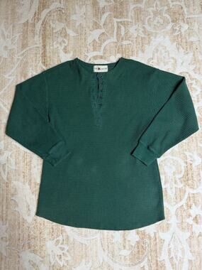 The Limited Green Waffle Knit Henley